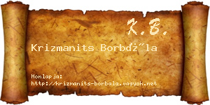 Krizmanits Borbála névjegykártya